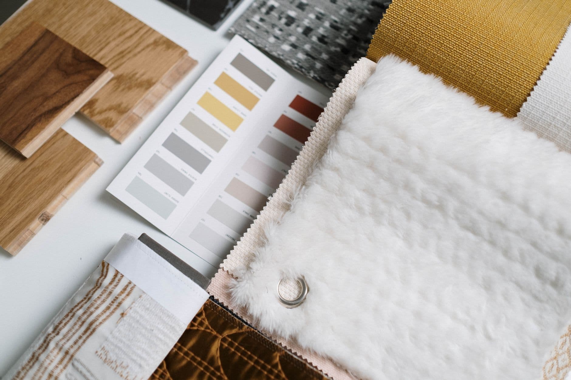A material board of fabric and finish samples
