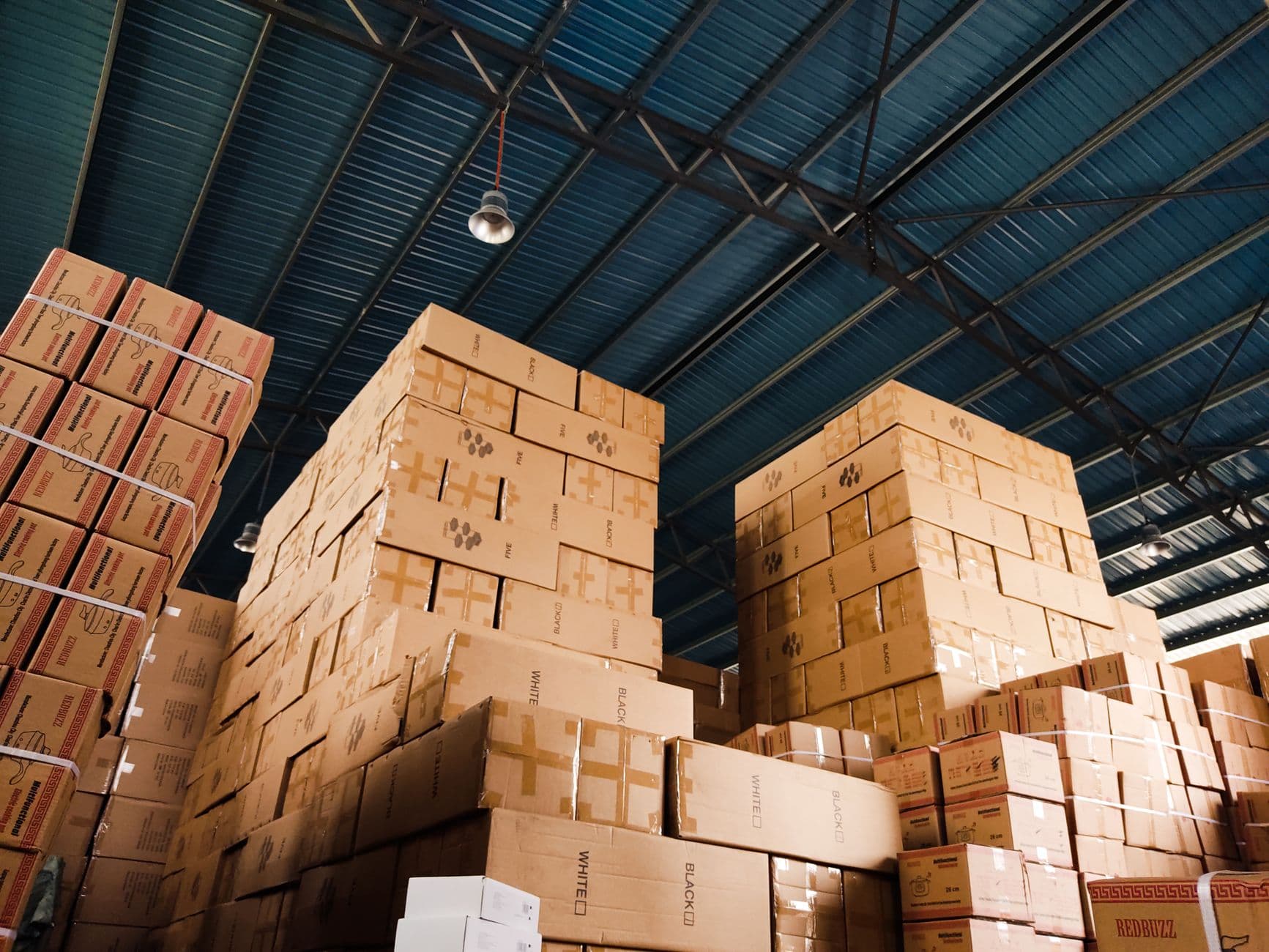 Cardboard cartons stacked on a pallet