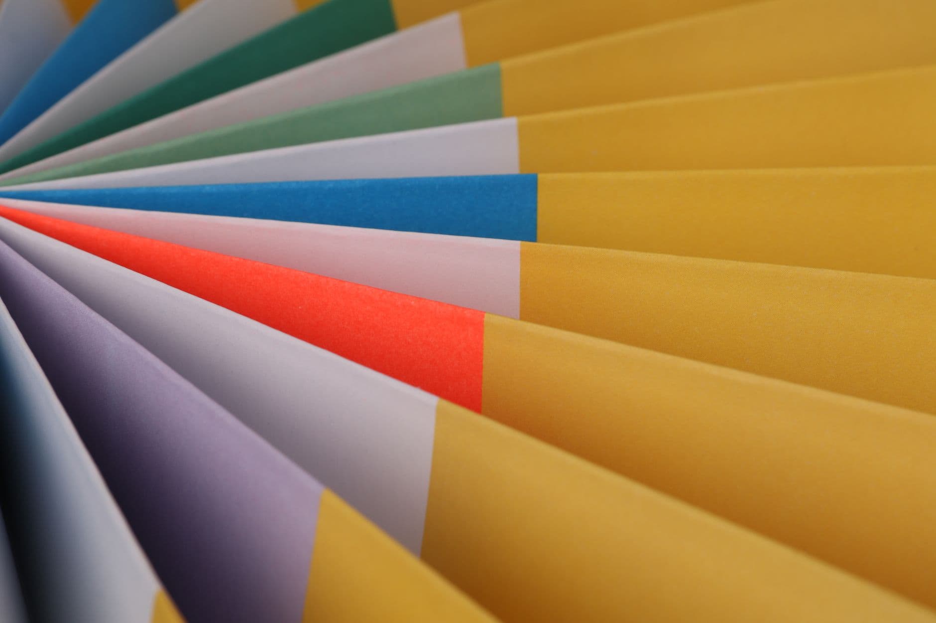 Fanned coloured paper