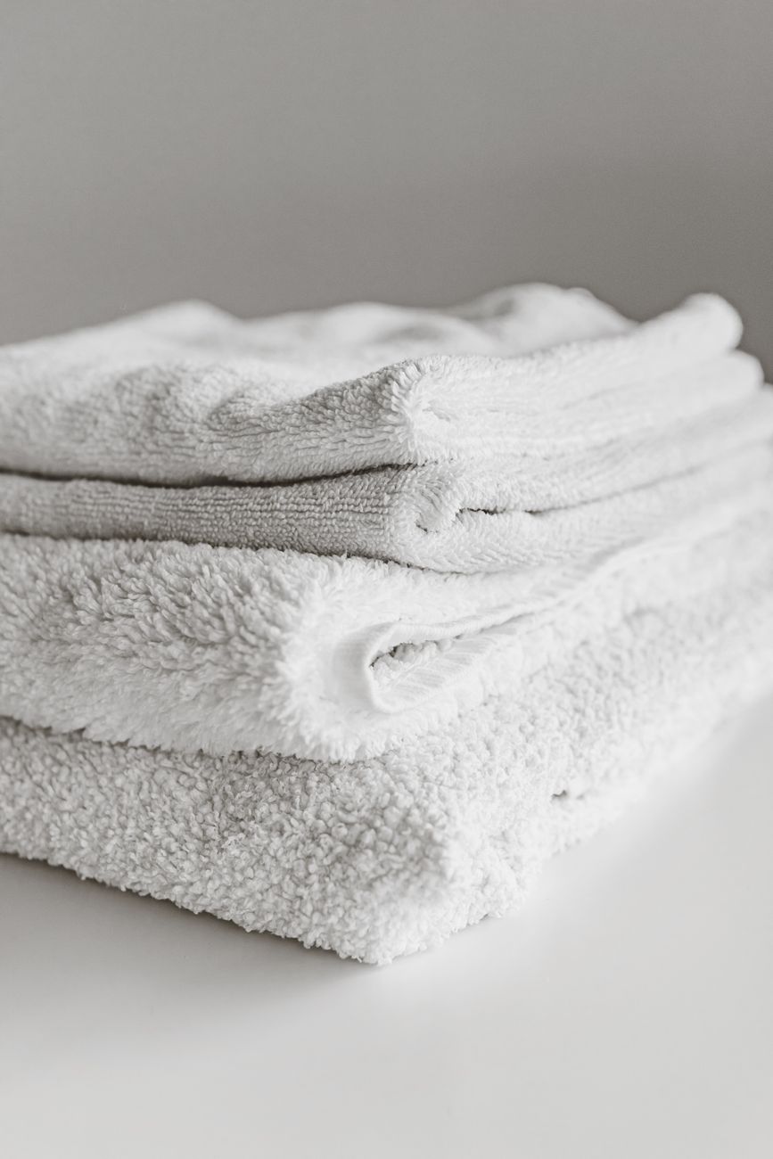 A stack of folded white towels