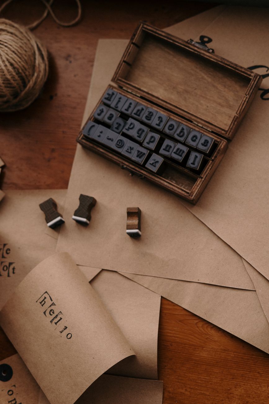 A set of wooden number stamps