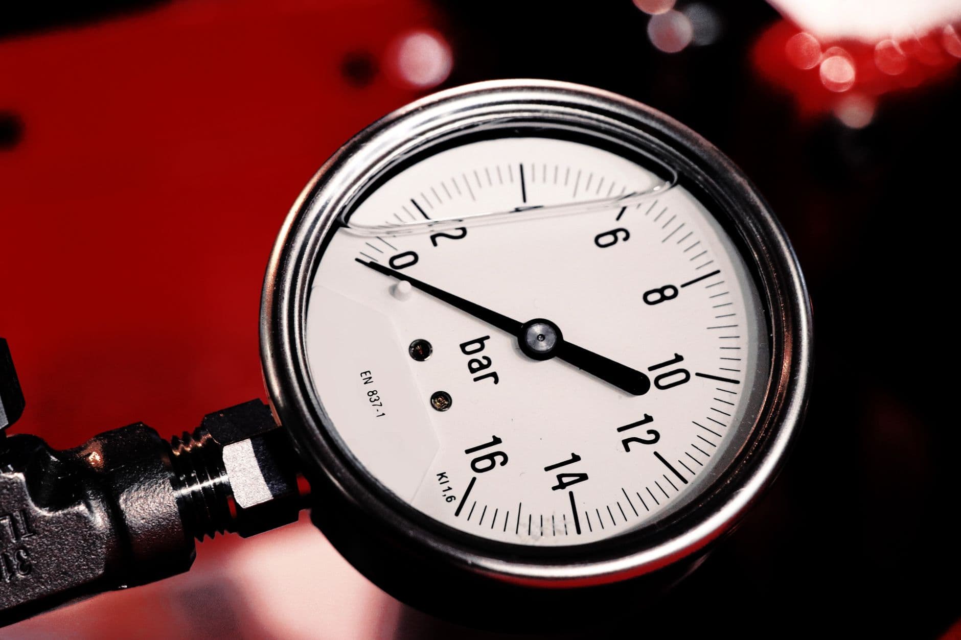 An industrial pressure gauge