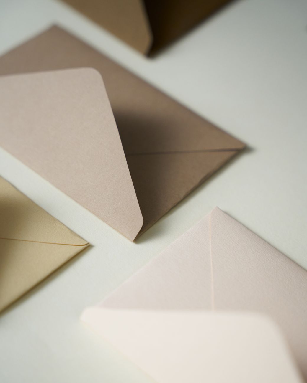 Plain paper envelopes arranged on a table