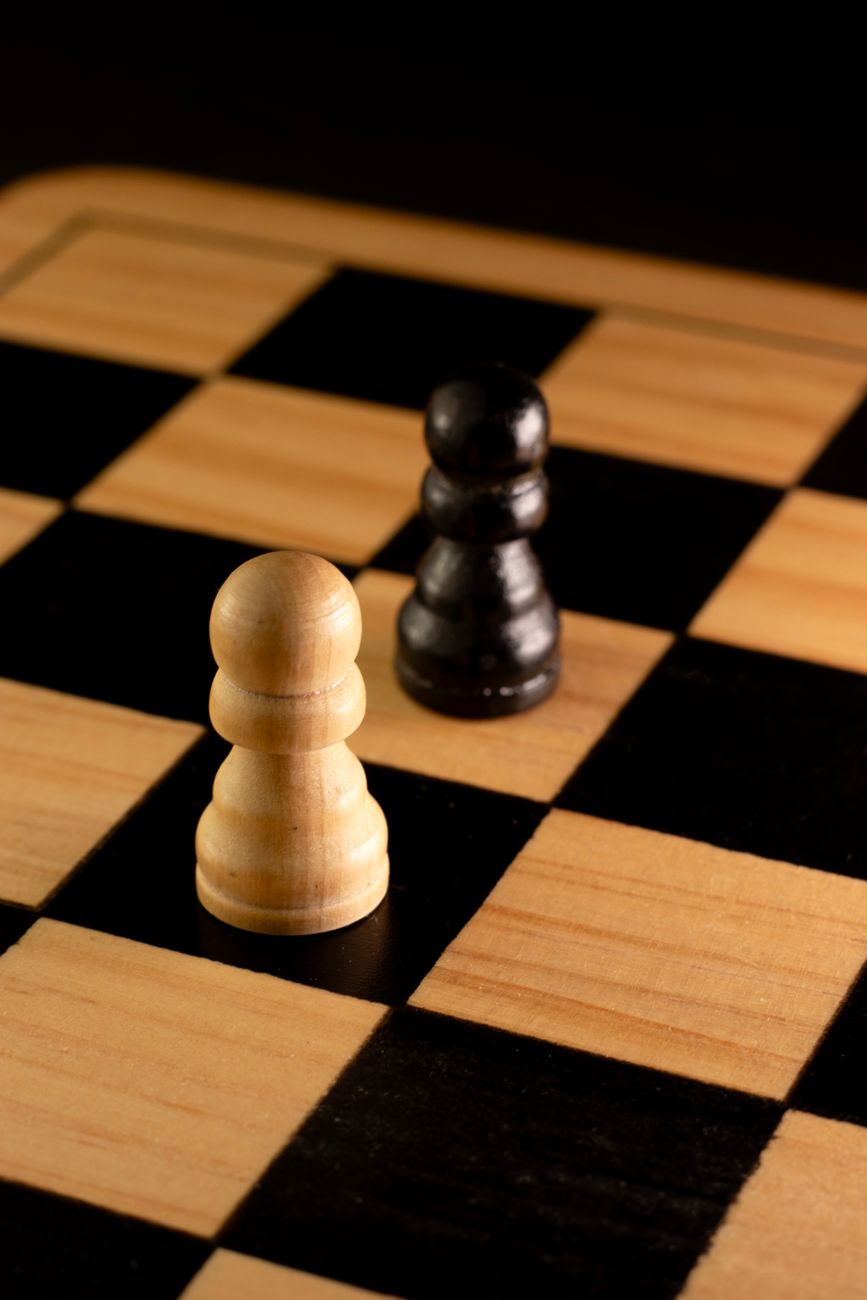 A pawn advanced on a chessboard