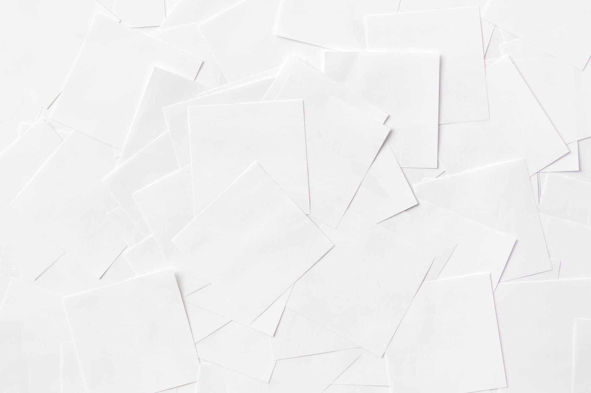 Plain white envelopes laid out overhead